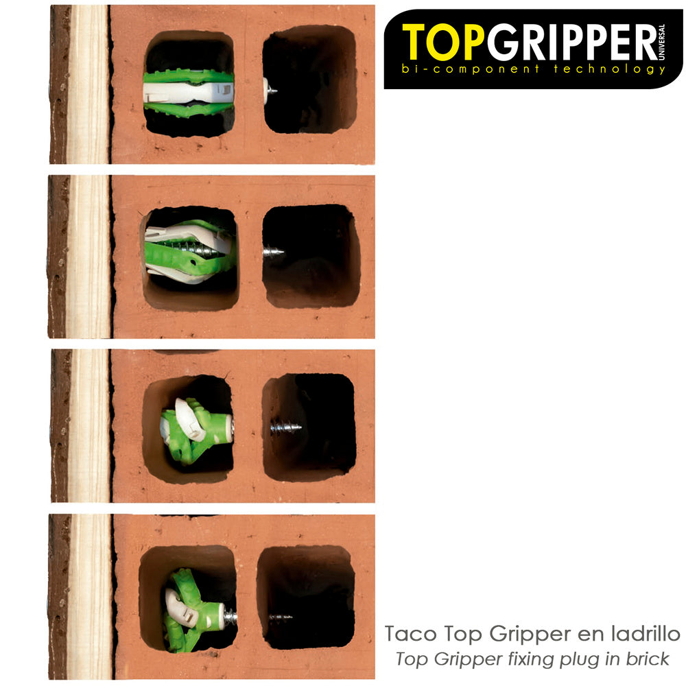 Topgripper Bimaterial Cube with Screws Ø 6 mm. 250 Pieces Universal Anchor Plug, Concrete Plug, Plasterboard Plug