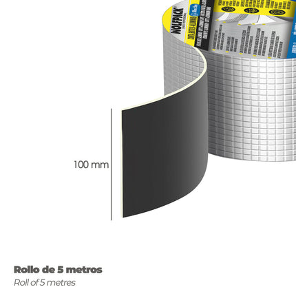 Cinta Butilo-aluminio 100 mm. 5 metros.