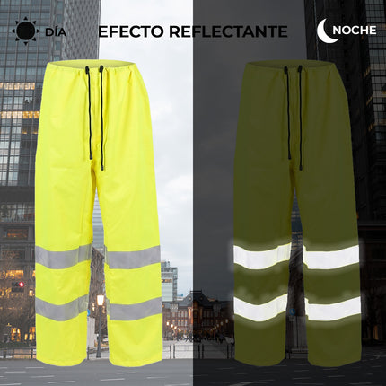 Pantalon Alta Visibilidad Lluvia Talla S. 100% Impermeable. Pantalon Impermeable Trabajo