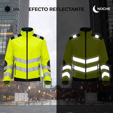 Chaqueta Alta Visibilidad Softshell Talla M. Chaqueta Trabajo Alta Visibilidad Con Banda Reflectora