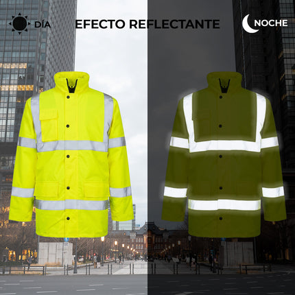 Parka Alta Visibilidad Lluvia Talla S. 100% Impermeable. Parka Impermeable Trabajo