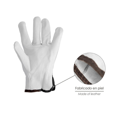 Guantes De Trabajo De Piel Flor De Vacuno, Proteccion Laboral, Riesgos Mecanicos, Guantes De Seguridad De Cuero. Talla 9" (Par)