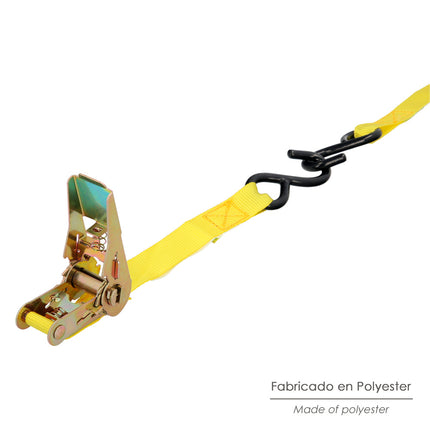 Cinta De Amarre Con Ratchet 4,5 metros x 25 mm. Trinquete Metalico Automatico, Cincha, Eslinga Mercancia, Correa Sujeción (2uds)