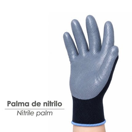 Guante De Trabajo De Poliéster Con Recubrimiento De Nitrilo - Talla 7" (Par)