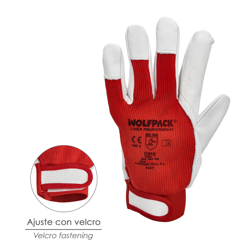 Guantes Piel / Lona Con Velcro. Con Colgador 10" Guantes De Trabajo, Guantes De Protección (Par)