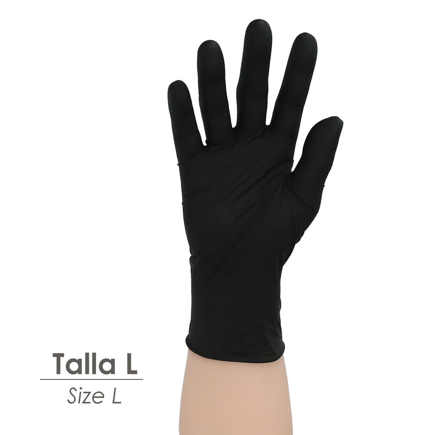 Guante Desechable Nitrilo Negro L 5,5 gms. Gruesos