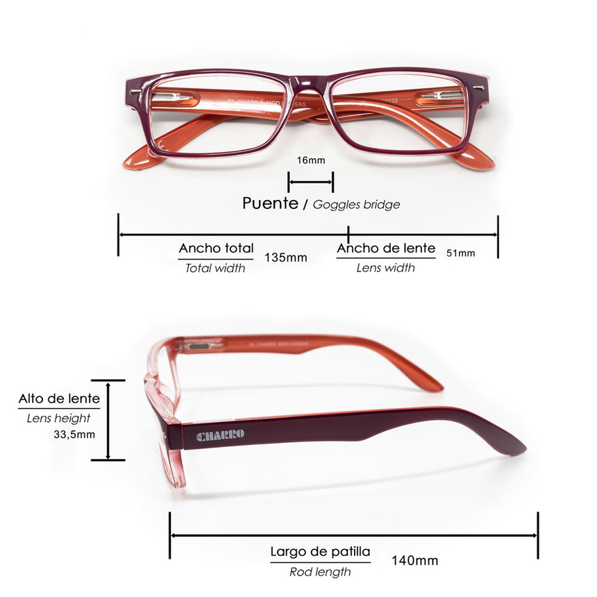 Gafas Lectura Kansas Morado / Naranja. Aumento +1,5 Gafas De Vista, Gafas De Aumento, Gafas Visión Borrosa