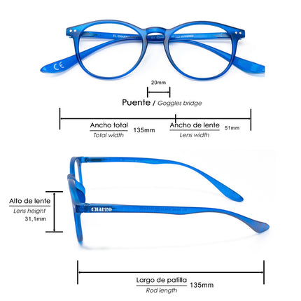 Gafas Lectura Connecticut Color Azul Aumento +3,0 Patillas Para Colgar Del Cuello , Gafas De Vista, Gafas De Aumento
