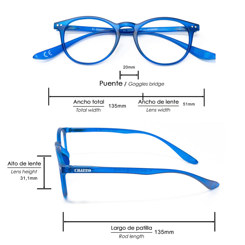 Gafas Lectura Connecticut Color Azul Aumento +3,0 Patillas Para Colgar Del Cuello , Gafas De Vista, Gafas De Aumento