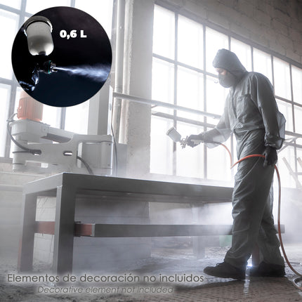 Pneumatic Paint Gun 1.5mm Nozzle With 0.6 Liter Upper Tank And Quick Adapter