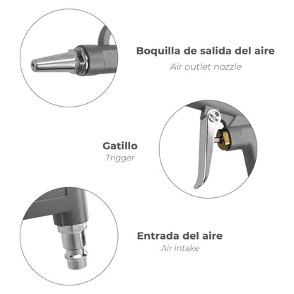 Pistola Soplado Aire Comprimido Con Adaptador Rapido, Pistola Aire Compresor, Pistola Soplado Compresor, Pistola Sopladora Aire