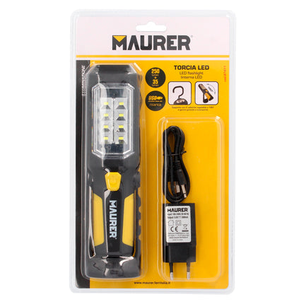 Lanterna LED Multifuncional Recarregável (1.200 mAh) 200 Lúmens Com Ímã, Gancho e Suporte Ajustável 180º