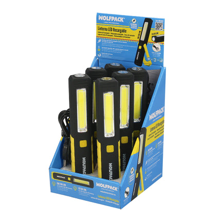 Lanterna LED multifuncional recarregável (900 mAh) 200 lúmens com ímã, gancho e suporte ajustável.