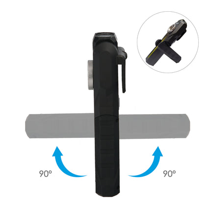 Lanterna LED profissional multifuncional recarregável por USB com 3 luzes, 95/300/250 lúmens. Com ímã, gancho e presilha para cinto.