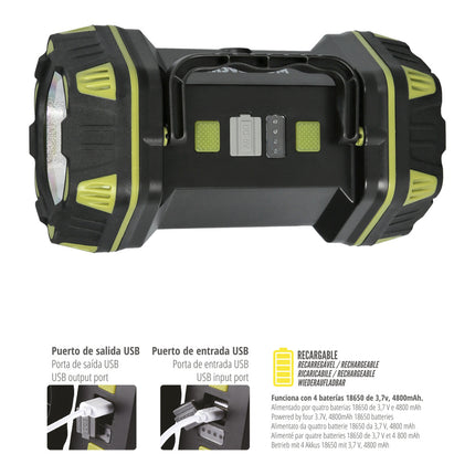 Linterna Led Multiusos 3 En 1 Recargable 400 Lumenes