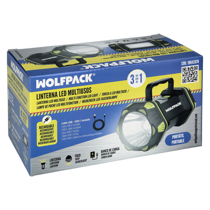 Linterna Led Multiusos 3 En 1 Recargable 400 Lumenes