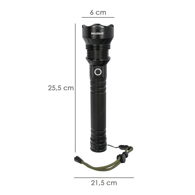 Lanterna LED recarregável em alumínio com 1500 lúmens