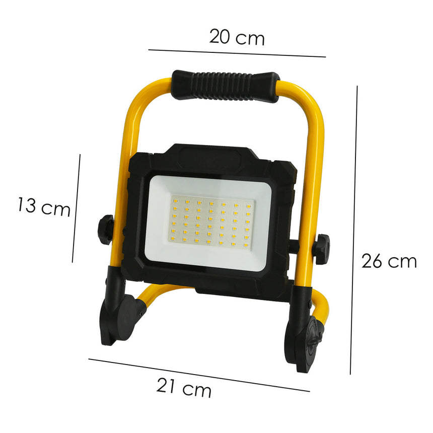 Foco Led Plano 30 Watt. Luz Blanca 4000º K IP 65 3300 Lumenes Con Asa de Transporte