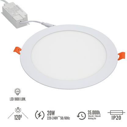 Downlight Led Empotrar 20 Watt 1800 Lumenes 3000K