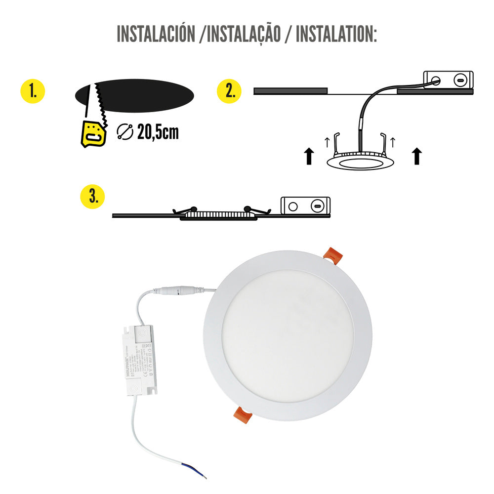 Downlight Led Empotrar 20 Watt 1800 Lumenes 3000K