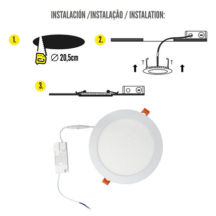 Downlight Led Empotrar 20 Watt 1800 Lumenes 3000K