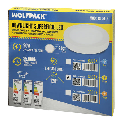 Downlight Superficie Led 20 Watt 1800 Lumenes 4500K