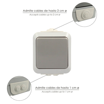 Interruptor simples Oryx com capa cinza