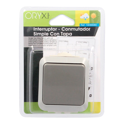 Interruptor simples Oryx com capa cinza