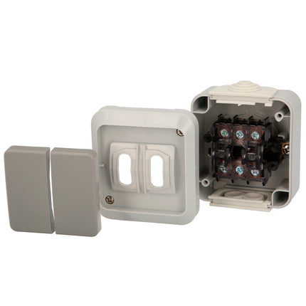 Interruptor duplo Oryx com capa cinza