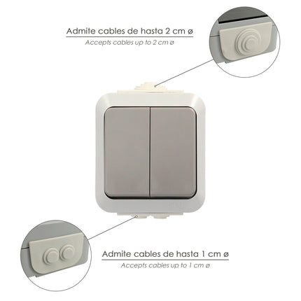 Interruptor duplo Oryx com capa cinza