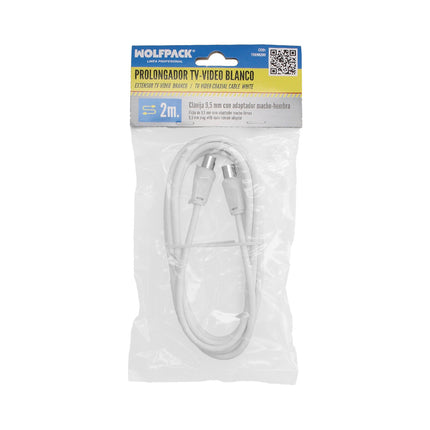 Prolongacion Tv - Video. 2 metros Toma 9,5 mm. Con Adaptador Macho Hembra