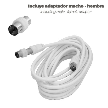 Prolongación Para Televisión - Vídeo De 3 M. Conector De 9,5 Mm Blanco.