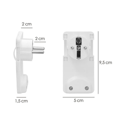 Plugue ultra plano de 7 mm com alças de extração, 16 A - 250 V. Atrás de móveis, 3 cabos, tomada Schuko