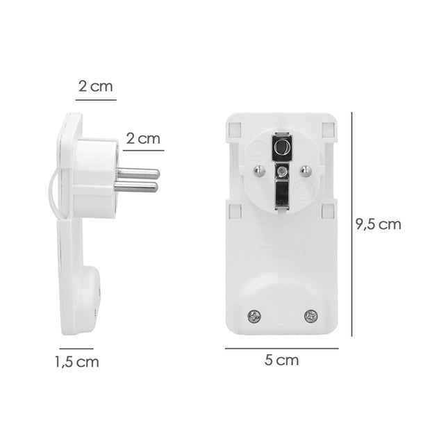 Ultra-flat 7 mm. Plug with Extraction Handles 16 A - 250 V. Behind Furniture, 3 Cables, Schuko Socket
