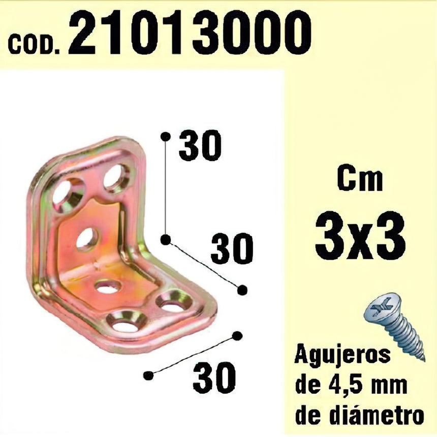 Ângulo de suporte de madeira 30 x 30 x 30 mm.