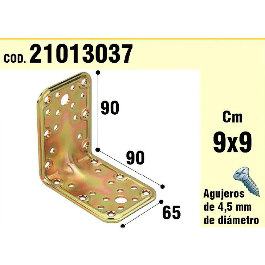 Cantoneira de madeira 65x90x90 mm. Espessura 2,5 mm.