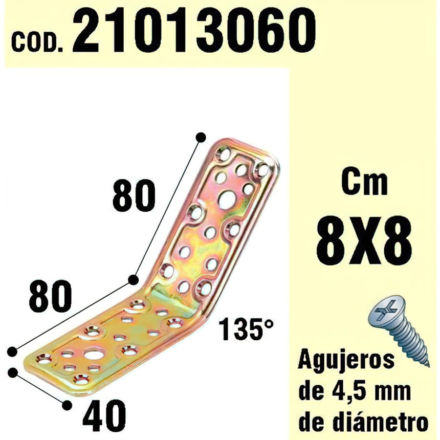 Ângulo de suporte de madeira 40x80x80 mm. / 135°