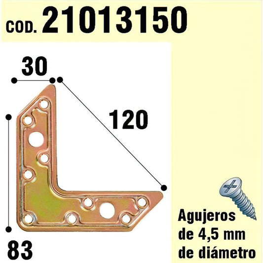 Soporte Para Madera Placa "L"  Bicromatado 120 mm.