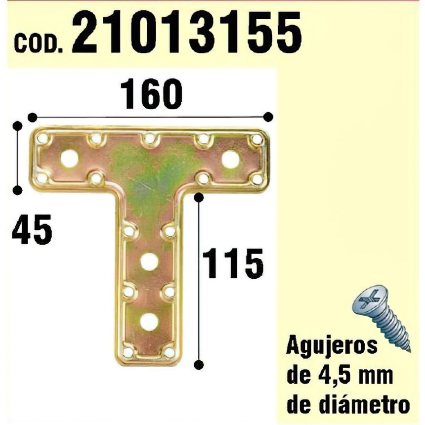 Suporte para Placa "T" Bicromatizada Madeira 160 mm.