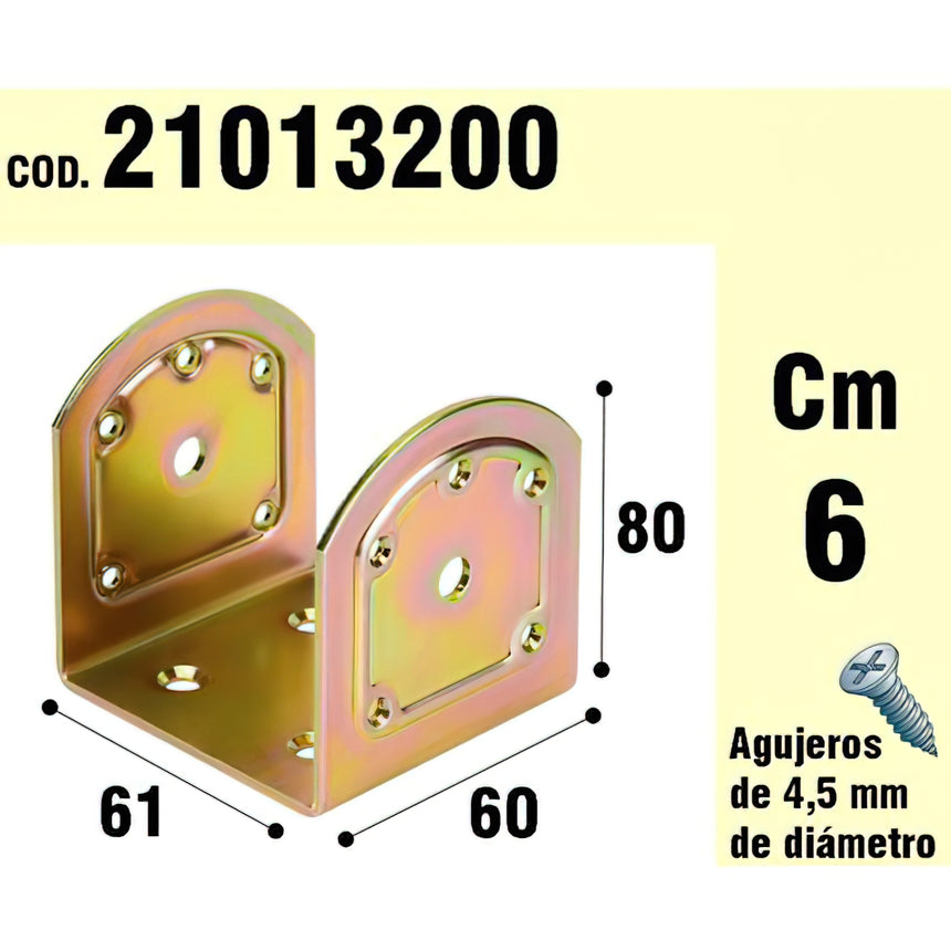 Suporte para madeira tipo "U" Bicromato 60 mm.