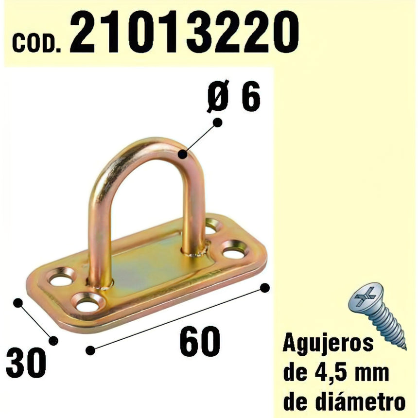 Suporte de madeira em anel bicromato Ø 6 mm.
