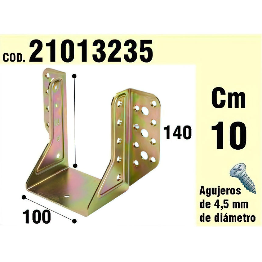 Suporte para asas externas bicromatizadas madeira 100 mm.