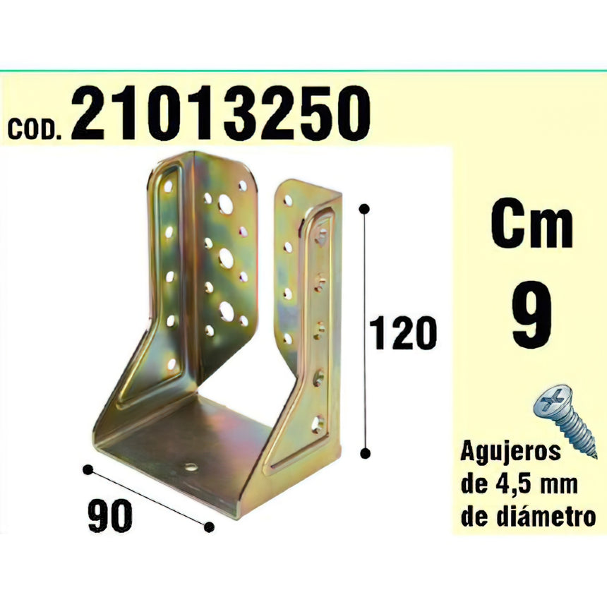 Suporte para Asas Interiores Bicromatizadas Madeira 90 mm.