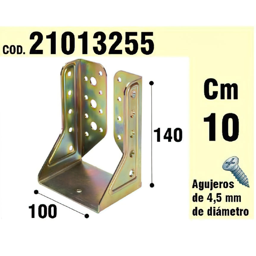Suporte para Asas Interiores Bicromatizadas Madeira 100 mm.