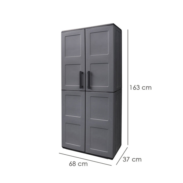 Armario Resina Alto 68x37x163 cm. Con Portaescobas. Color Gris Oscuro