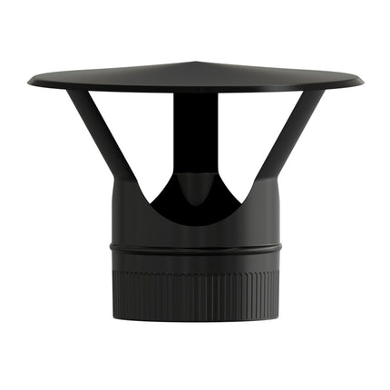 Sombrero Estufa Vitrificado  Premium Negro Ø 150 mm. Sombrero Tubo Chimenea, Sombrero Tubo Humo, Sombrero Tubo Calefacción.