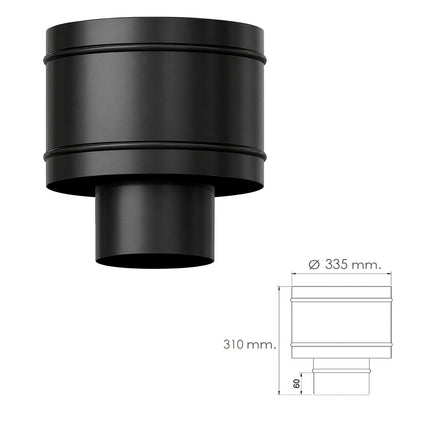 Terminal Antirrevocante Estufa Vitrificado Negro Ø 200 mm. Sombrero Tubo Chimenea, Sombrero Tubo Humo, Sombrero Calefacción