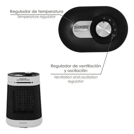 Termoventilador Ceramico Oscilante 1000/1500 Watt.