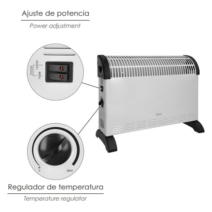 Termoconvector De Suelo potencia de 750 / 1250 / 2000w