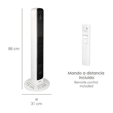 Calefactor Termoventilador Ceramico Oscilante Torre 1000 / 2000 W. Altura 88 cm.